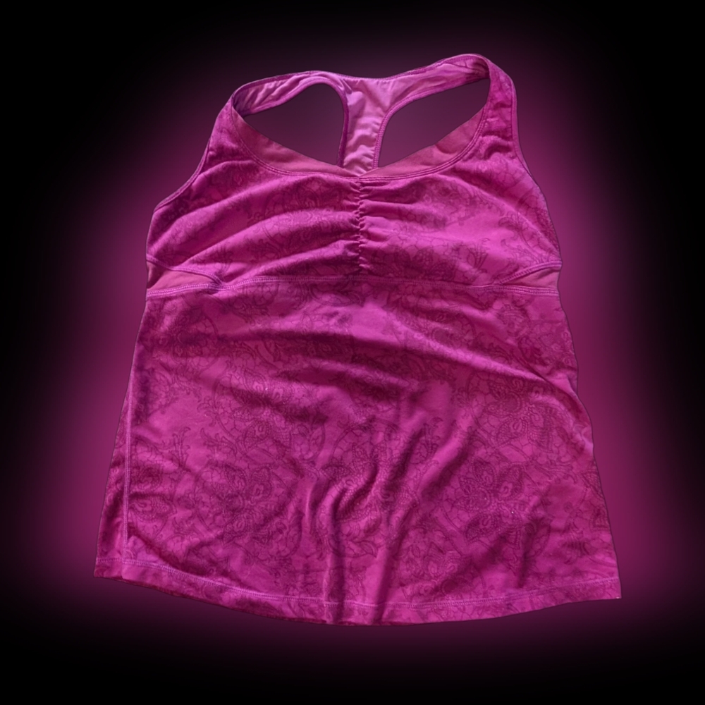 Lululemon Pink Racerback Yoga Tank top built in Bra 12